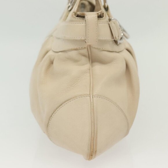 Salvatore Ferragamo Gancini Tote Bag Leather Beige Silver Auth - Picture 5 of 16